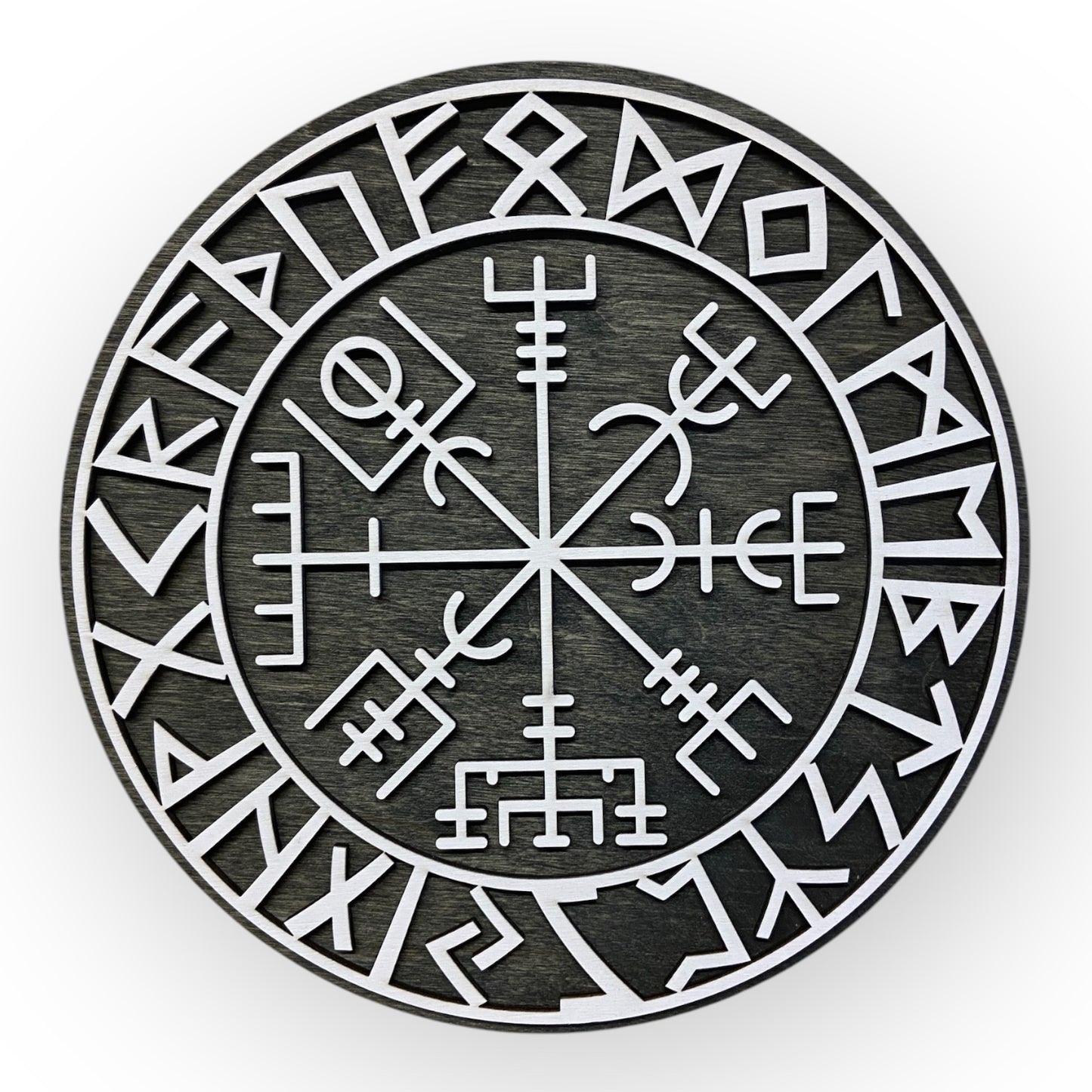 Nordic Shield with Segmented Runes and Vegvísir
