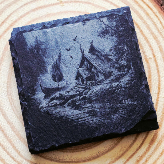 Skifferunderlägg 10x10cm – Vikingaby